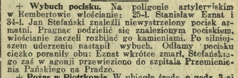 wypadek z niewybuchem w Rembertowie 1914