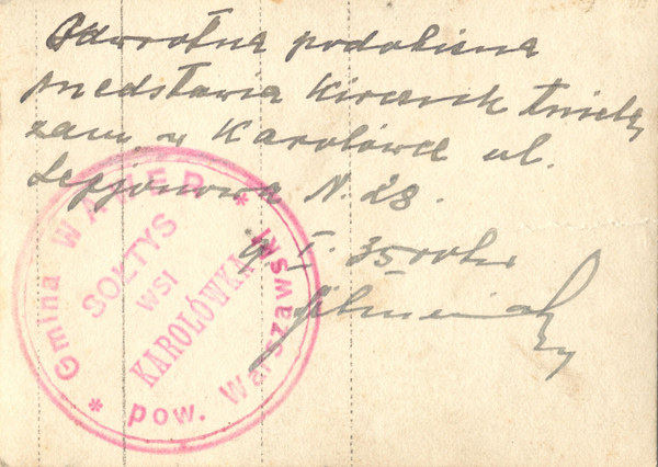 oświadczenie soltysa Karolówka 1935