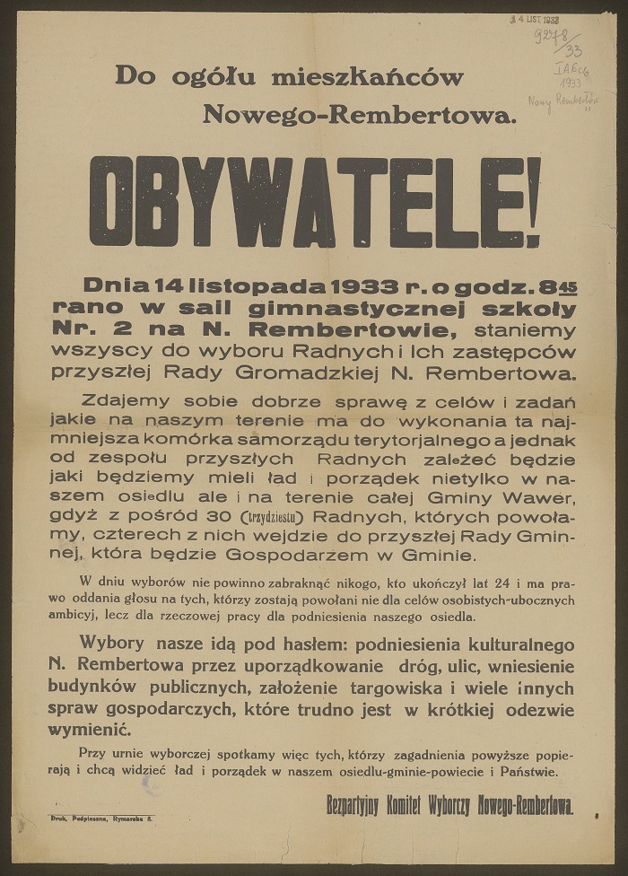 Afisz Rembertow 1933