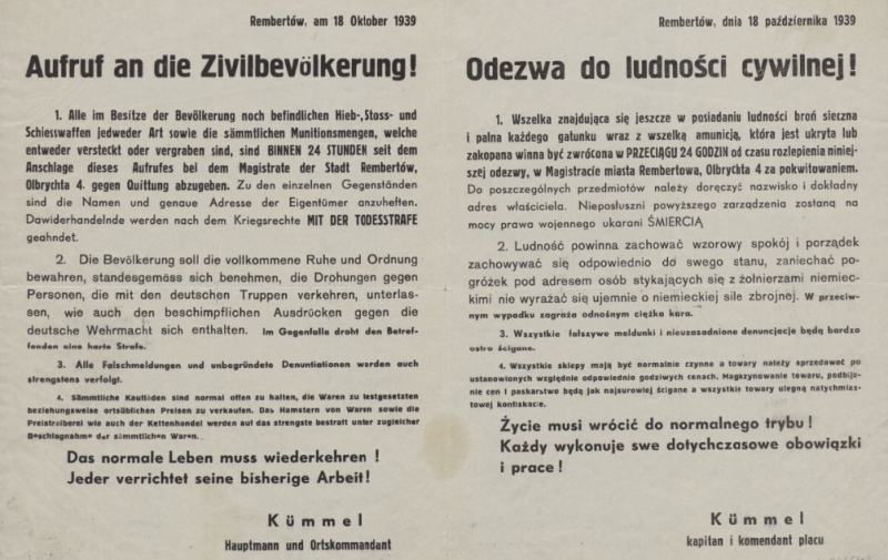 Wezwamie o zwocie broni palnej, X 1939