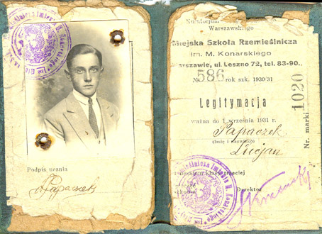 Legitymacja szkolna 1930