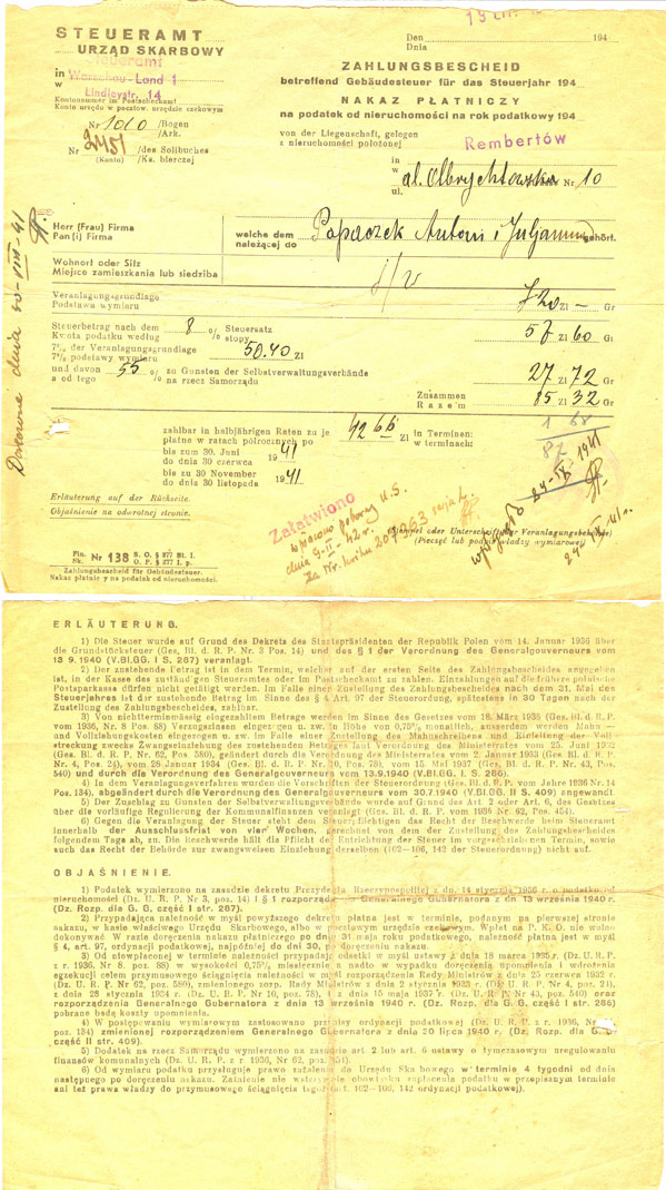 Nakaz płatniczy 1941