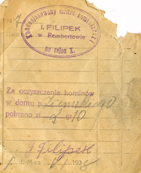 kwit opłaty 1938