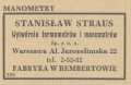 reklama Wytwórni Manometrów 1939