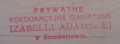 pieczeć Gimnazjum I. Adamskiej 1938 r